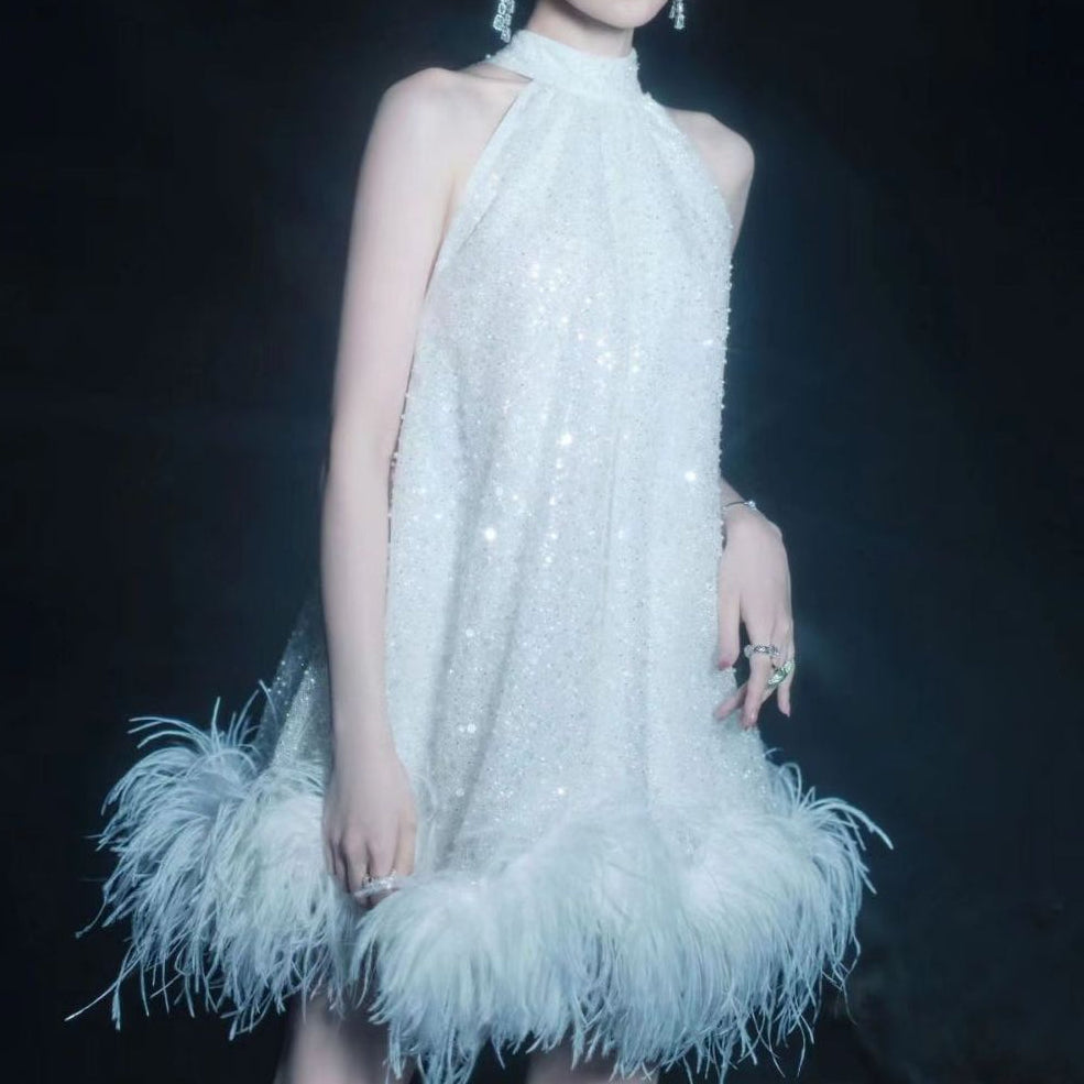 Feather Sequin Dress Summer New Niche Design Dress