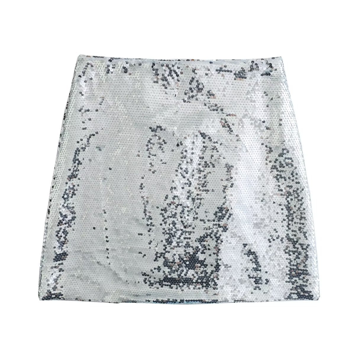 Spring New Silver Sequin Split Skirt Skirt With Hip Wrap Skirts