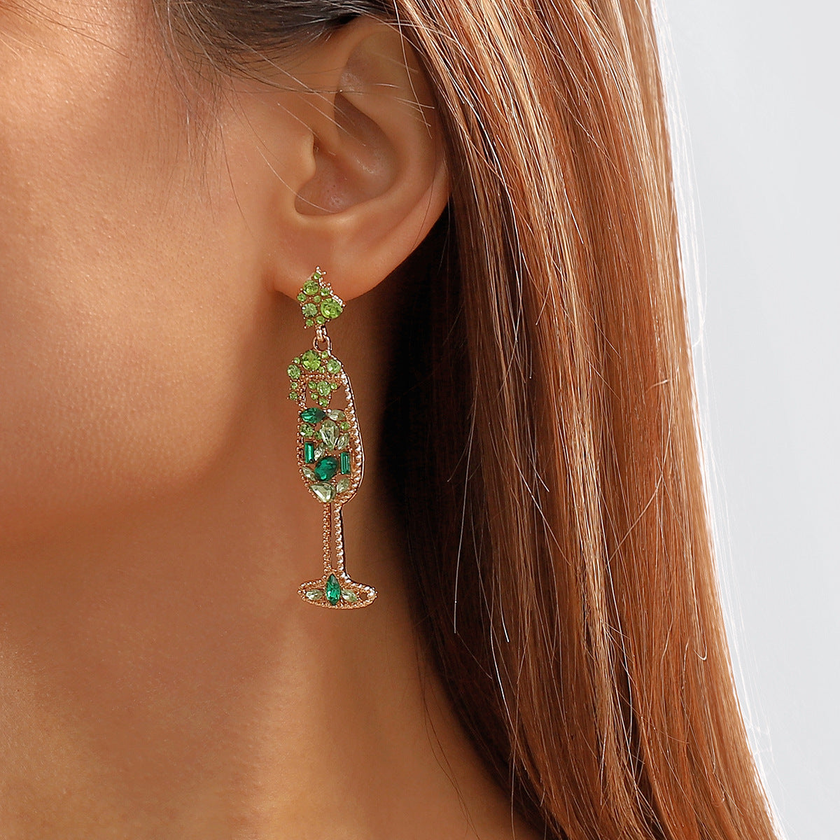 Fashion New Personality Trend Tall Cup Earrings Creative Design Geometric Diamond Earrings