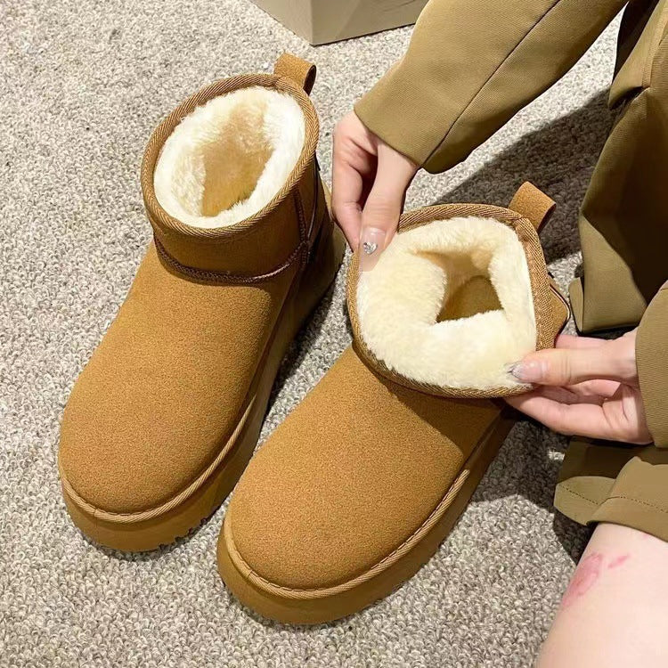 New Snow Boots Parent-child Thick Soles Plus Velvet Outside The Tube To Wear Warm Cotton Shoes