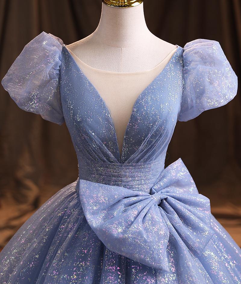 Blue Evening Dress Female New Temperament Socialite Banquet Performance Host Human Art Test Vocal Dress Slimming