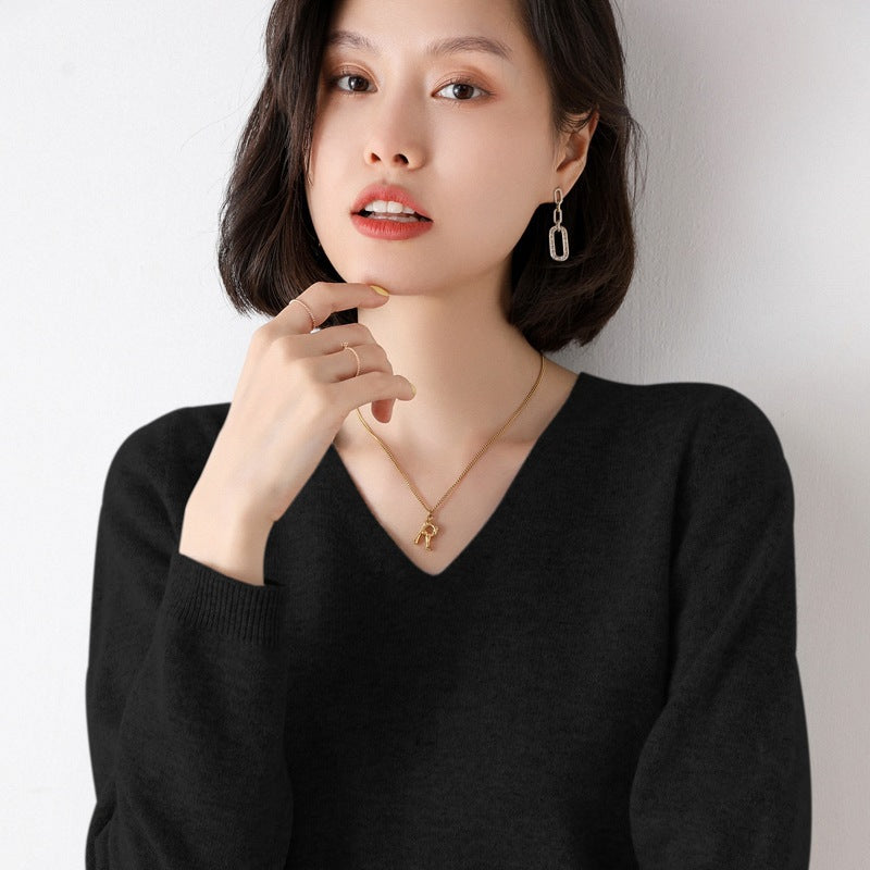 100% Pure Woolen Sweater Women Pile Collar In Autumn And Winter With Cashmere Sweater Western-Style Turtleneck Top Knitted Base