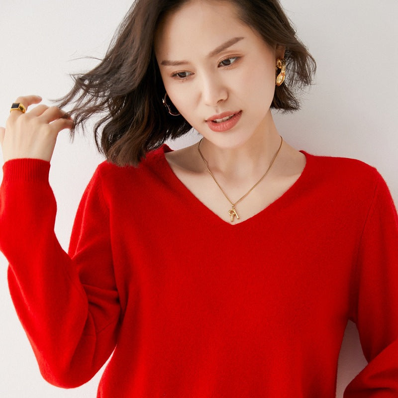 100% Pure Woolen Sweater Women Pile Collar In Autumn And Winter With Cashmere Sweater Western-Style Turtleneck Top Knitted Base