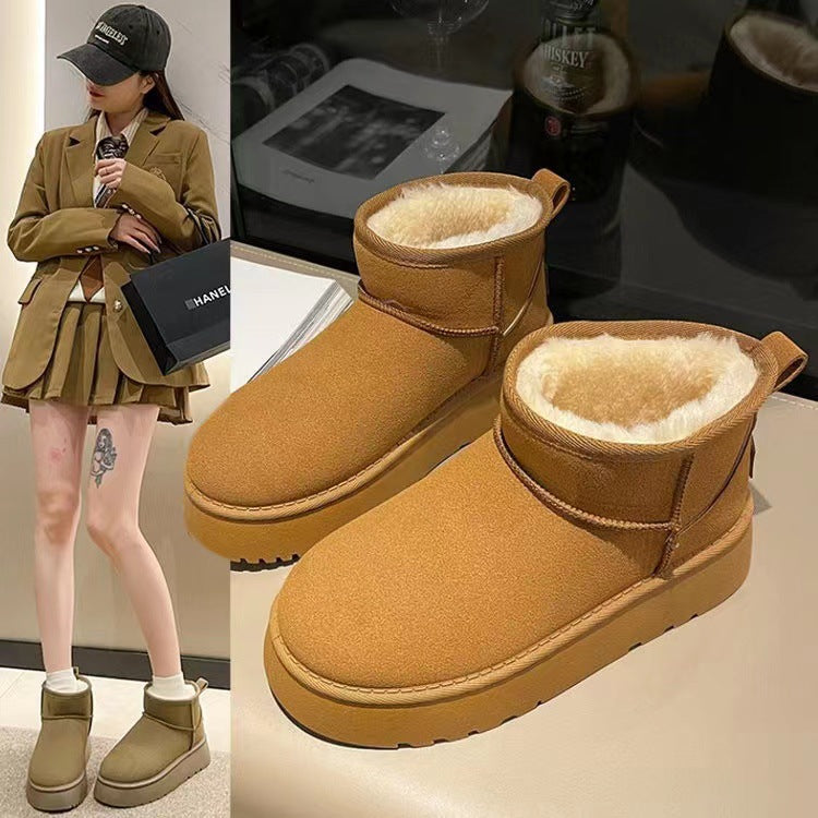 New Snow Boots Parent-child Thick Soles Plus Velvet Outside The Tube To Wear Warm Cotton Shoes