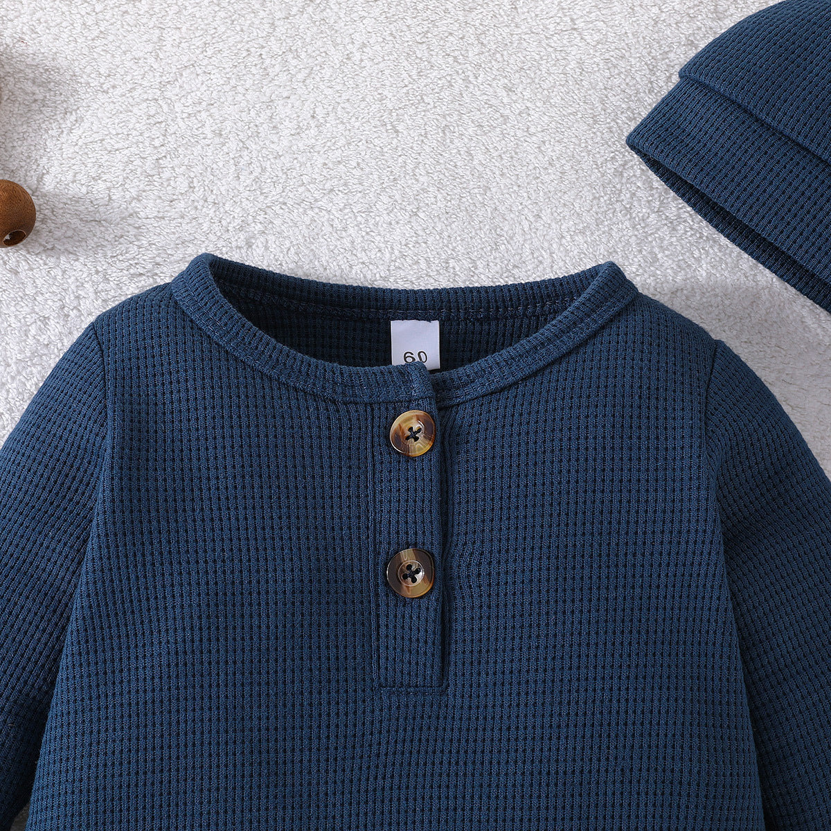 New Three-Color Chinese Clothing Grid Onesie Baby Long Sleeve Solid Color Clothing Climbing Clothes Children's Clothing