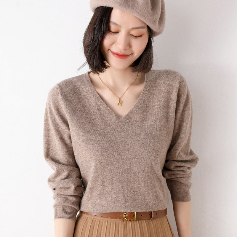 100% Pure Woolen Sweater Women Pile Collar In Autumn And Winter With Cashmere Sweater Western-Style Turtleneck Top Knitted Base