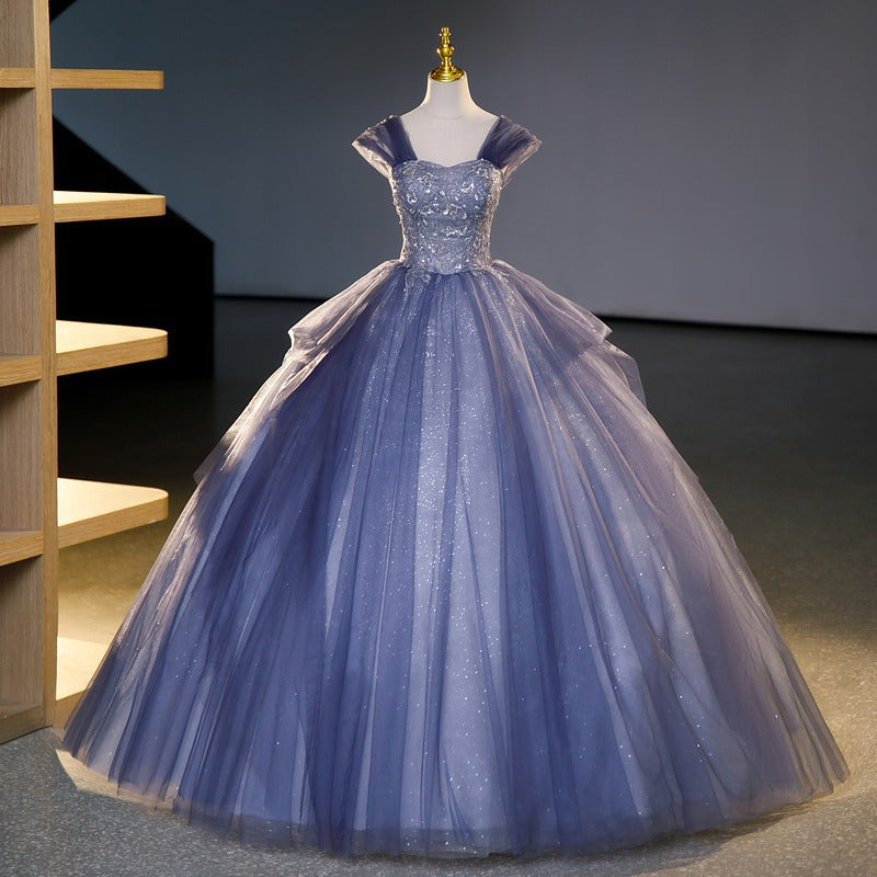 Evening Dress A Shoulder Autumn New Vocal Stage Solo Pommel Skirt Report Performance Dress Woman
