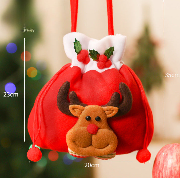 Christmas Decorations Christmas Backpack Cloth Bag Flannelette Gift Bag Old Man Snowman Gift Christmas Candy Bag