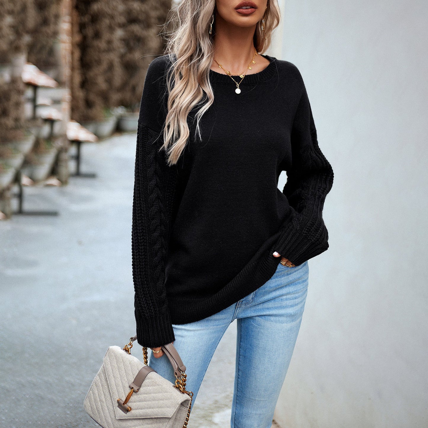 Crewneck Sweater Female New Autumn And Winter Women's Long-Sleeved Sweater Top