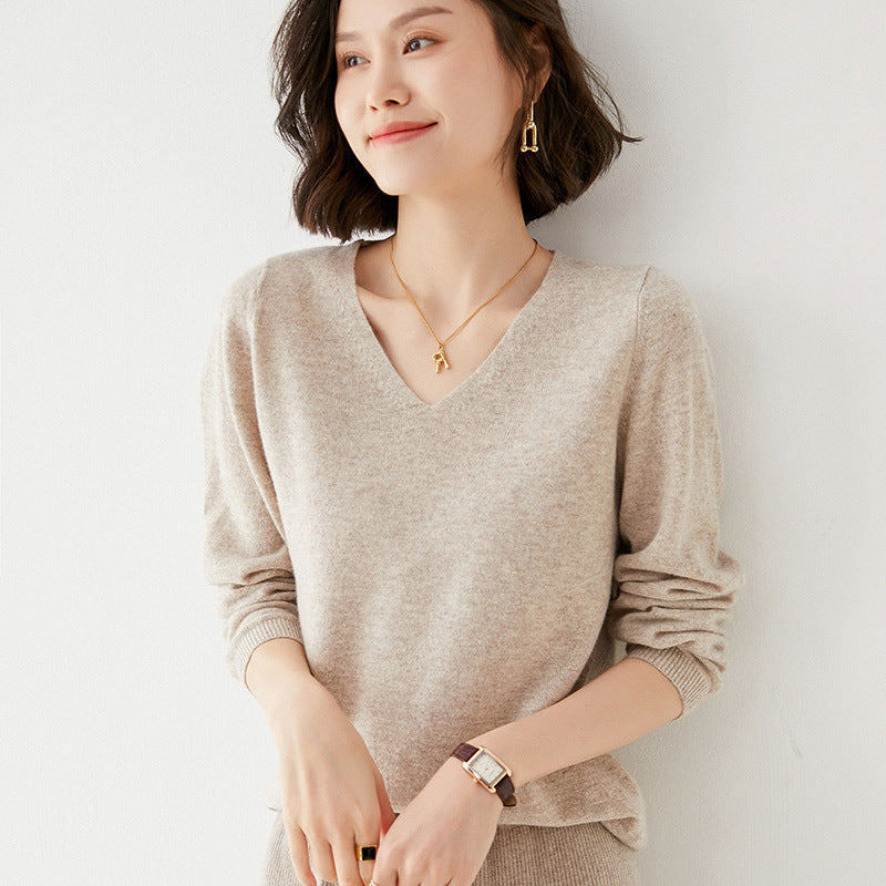 100% Pure Woolen Sweater Women Pile Collar In Autumn And Winter With Cashmere Sweater Western-Style Turtleneck Top Knitted Base