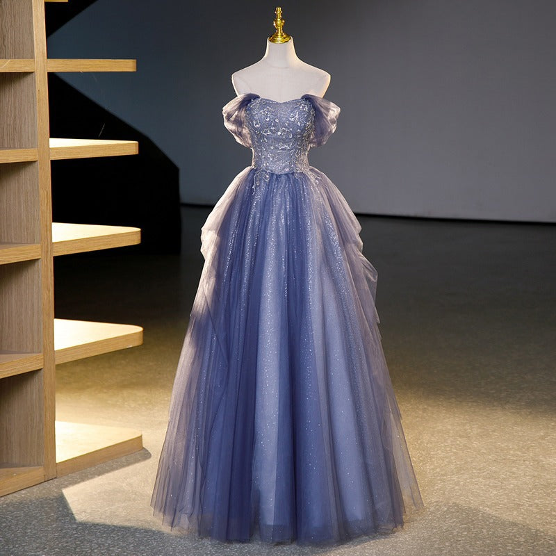 Evening Dress A Shoulder Autumn New Vocal Stage Solo Pommel Skirt Report Performance Dress Woman