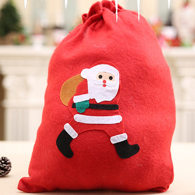 Christmas Gift Bag Santa Backpack Non-woven Gift Bag Handmade Decal Holiday ( Random Style)