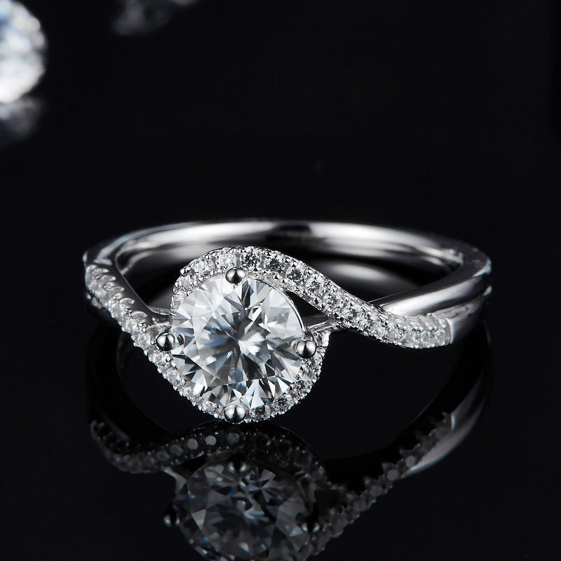 New Angel Eyes Moissanite Ring 925 Sterling Silver Plated 18K Gold Set With 1 Carat Moissanite Diamond Ring