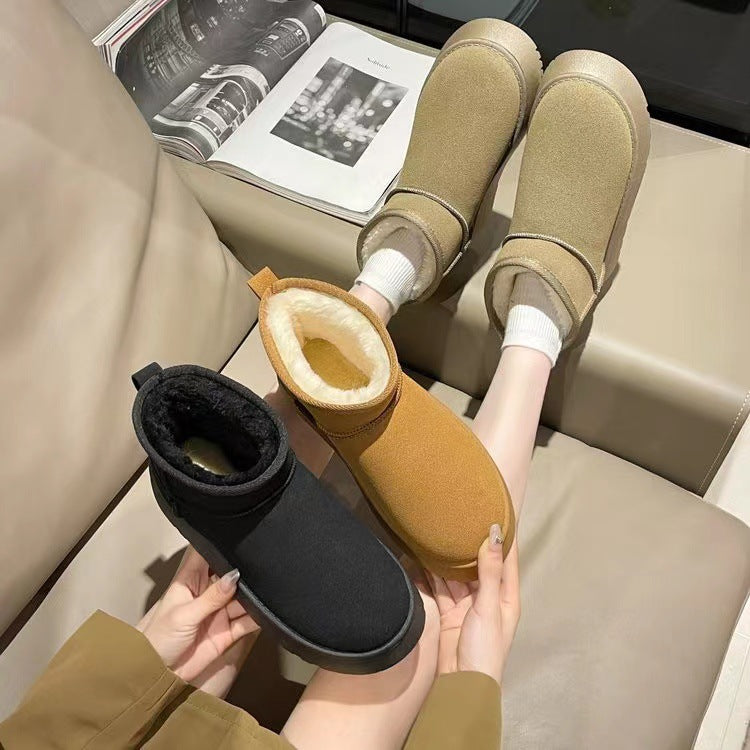 New Snow Boots Parent-child Thick Soles Plus Velvet Outside The Tube To Wear Warm Cotton Shoes