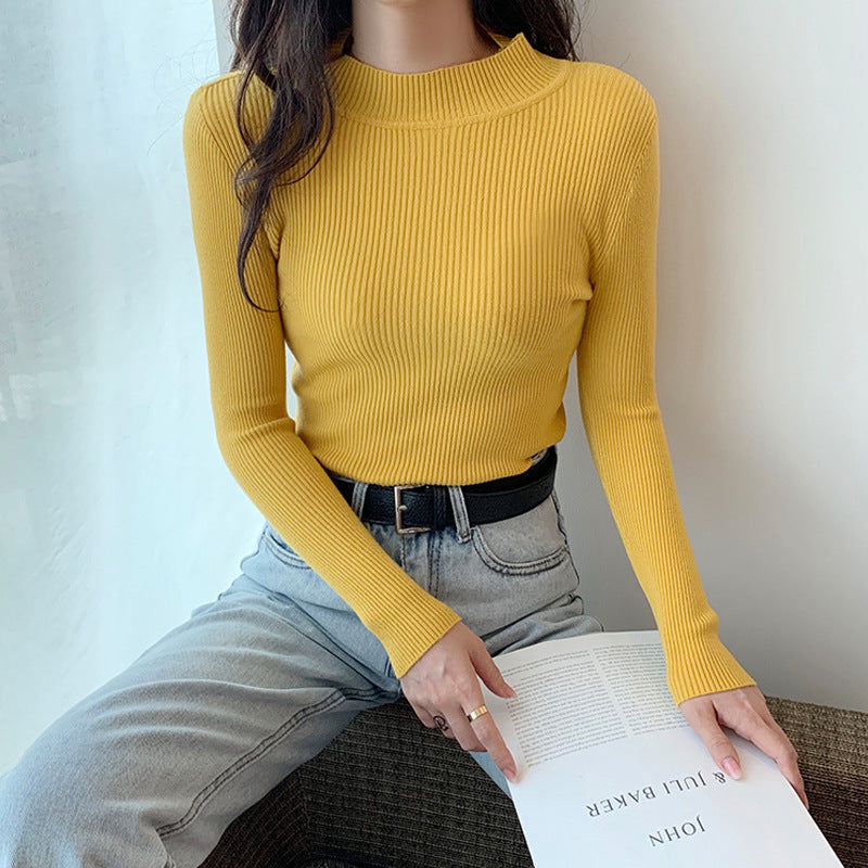 Sweater Women New Autumn And Winter Long Sleeves In The Neck With Slim Version Of The Base Shirt Half Turtleneck Pullover Knitwear