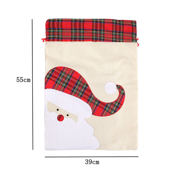 New Linen Old Elk Christmas Gift Bag Tote Christmas Gift Bag Drawstring Bundle Pocket Decoration