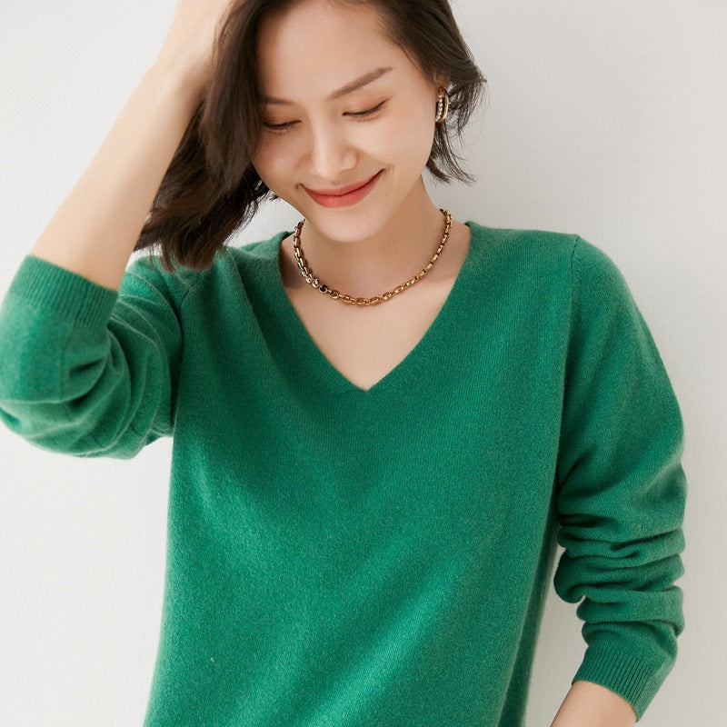 100% Pure Woolen Sweater Women Pile Collar In Autumn And Winter With Cashmere Sweater Western-Style Turtleneck Top Knitted Base