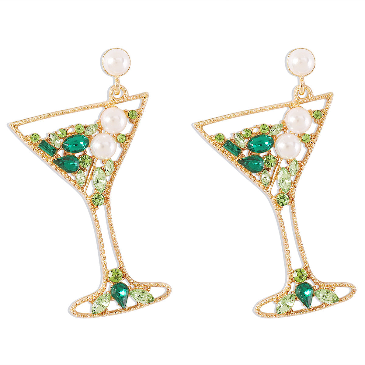 Fashion New Personality Trend Tall Cup Earrings Creative Design Geometric Diamond Earrings