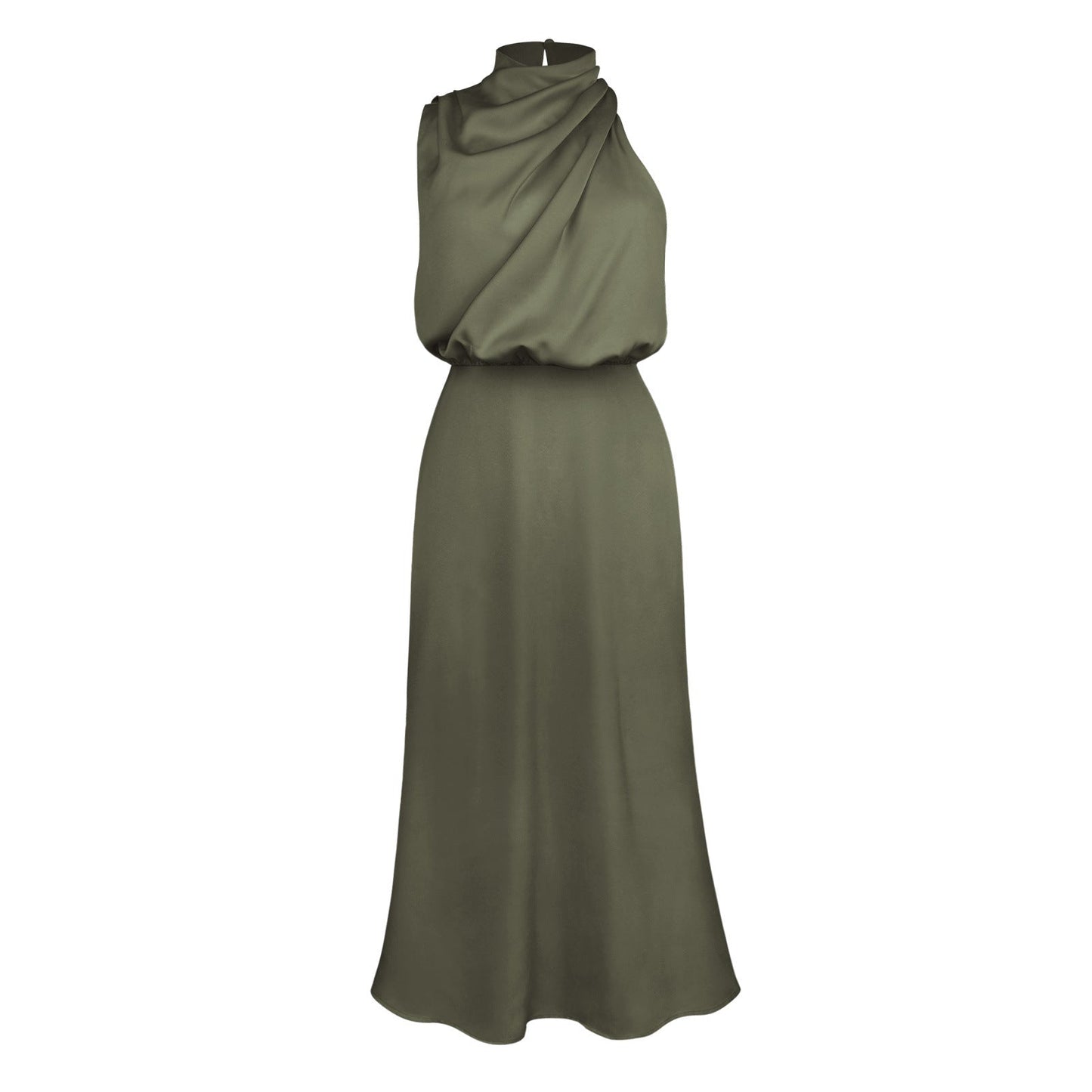 Spring And Summer New High-Grade Satin Sleeveless Dress Fashion Elegant Ladies Light Evening Dress