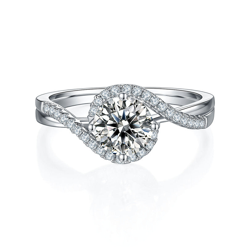 New Angel Eyes Moissanite Ring 925 Sterling Silver Plated 18K Gold Set With 1 Carat Moissanite Diamond Ring