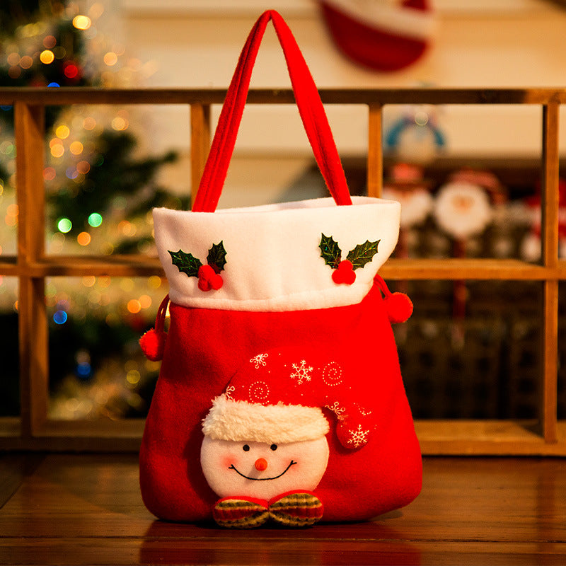 Christmas Decorations Christmas Backpack Cloth Bag Flannelette Gift Bag Old Man Snowman Gift Christmas Candy Bag