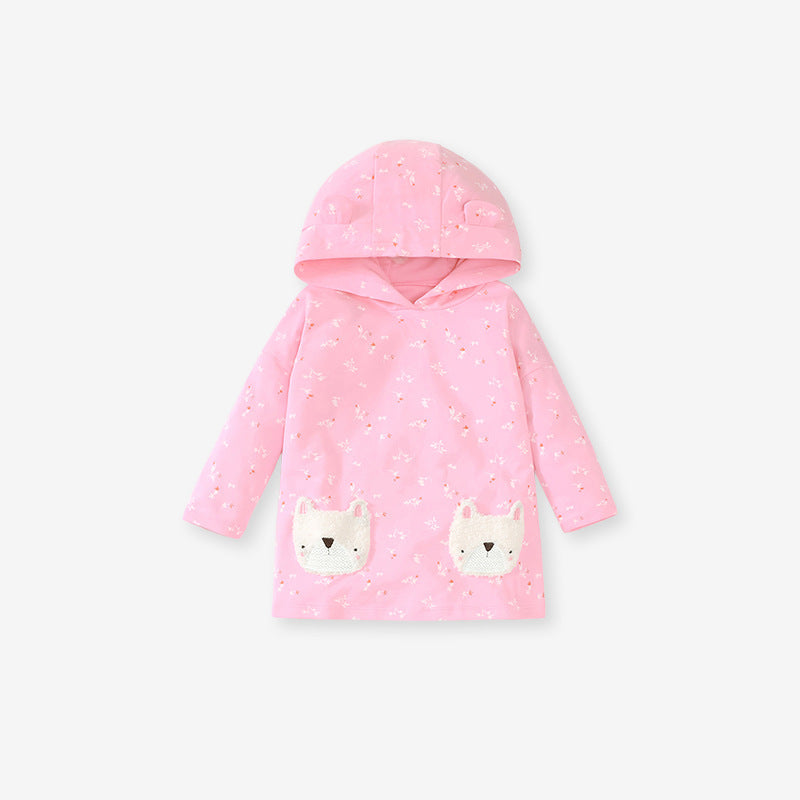 Autumn New Girls' Hoodie Long Sleeve Pure Cotton Children's Suit Pants Solid Color Trouser Suit