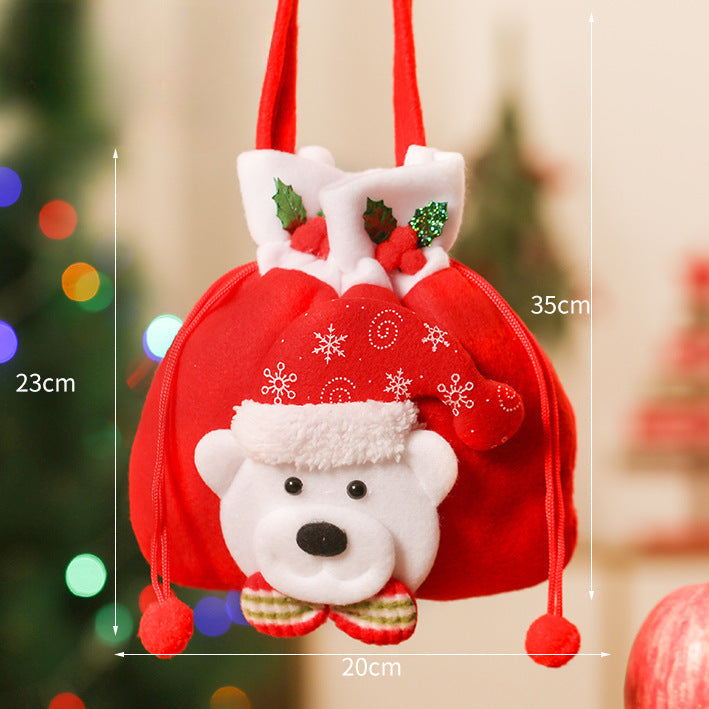 Christmas Decorations Christmas Backpack Cloth Bag Flannelette Gift Bag Old Man Snowman Gift Christmas Candy Bag