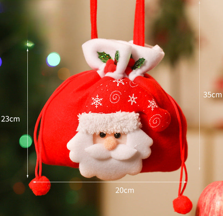 Christmas Decorations Christmas Backpack Cloth Bag Flannelette Gift Bag Old Man Snowman Gift Christmas Candy Bag