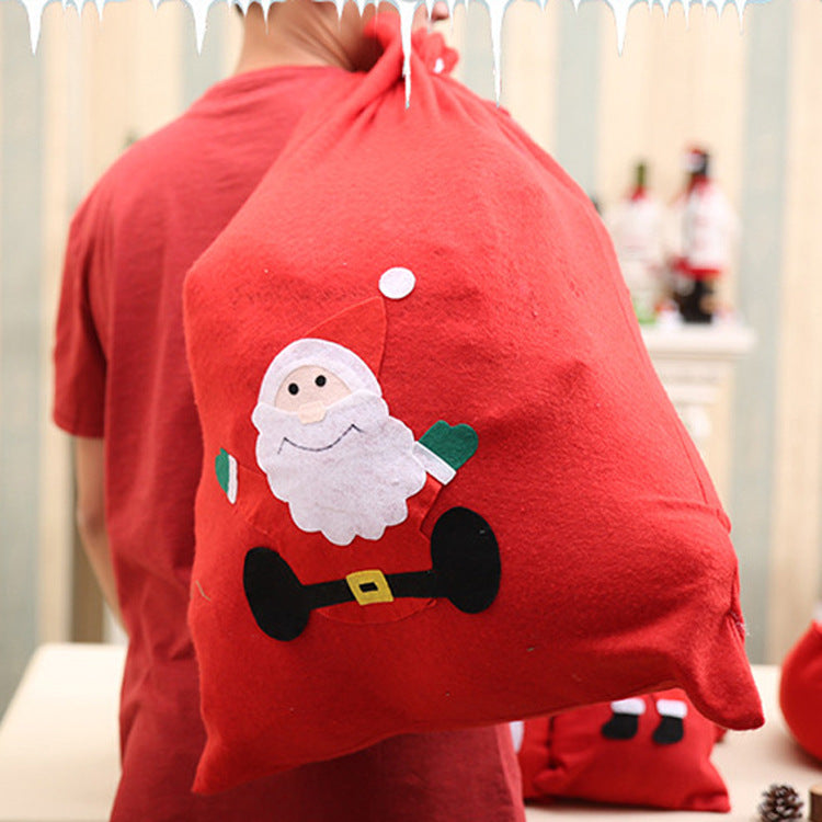 Christmas Gift Bag Santa Backpack Non-woven Gift Bag Handmade Decal Holiday ( Random Style)