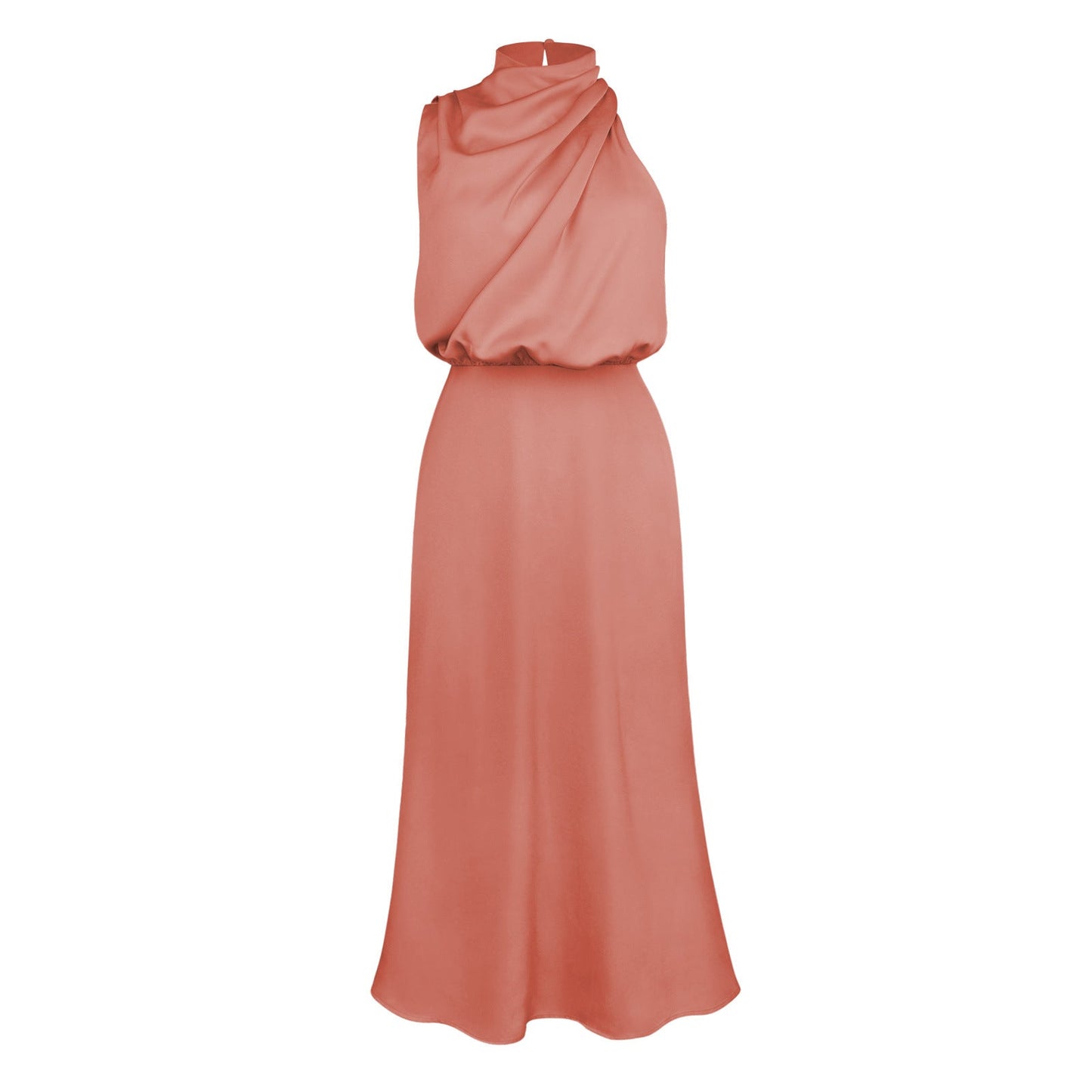 Spring And Summer New High-Grade Satin Sleeveless Dress Fashion Elegant Ladies Light Evening Dress