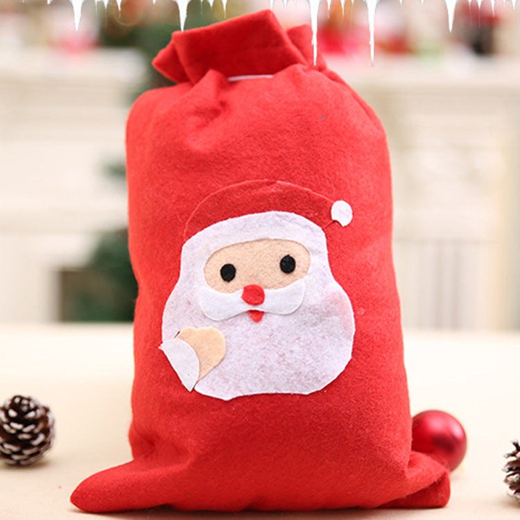 Christmas Gift Bag Santa Backpack Non-woven Gift Bag Handmade Decal Holiday ( Random Style)