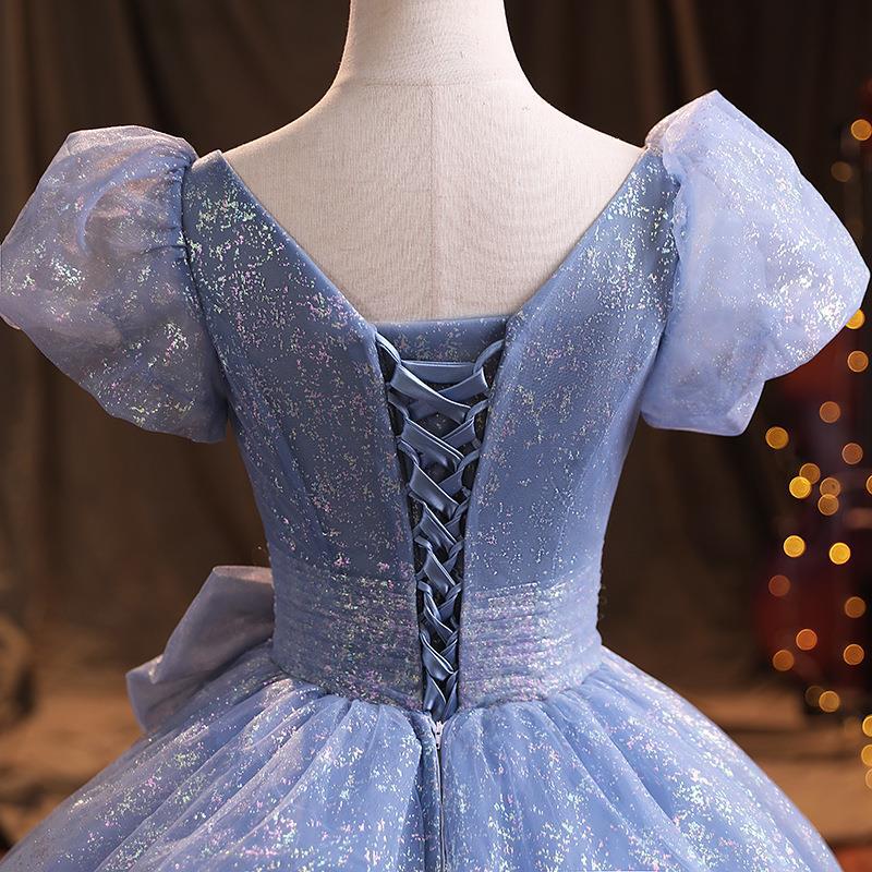 Blue Evening Dress Female New Temperament Socialite Banquet Performance Host Human Art Test Vocal Dress Slimming