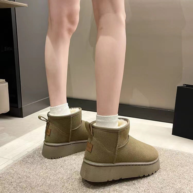 New Snow Boots Parent-child Thick Soles Plus Velvet Outside The Tube To Wear Warm Cotton Shoes