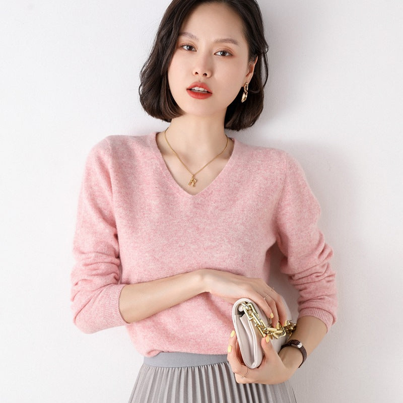 100% Pure Woolen Sweater Women Pile Collar In Autumn And Winter With Cashmere Sweater Western-Style Turtleneck Top Knitted Base