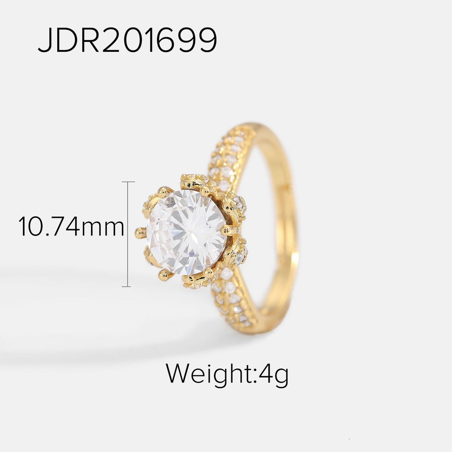 18K Gold Plated Small Pendant Brass With Zircon Jewelry Opening Color White Zircon Ring Female