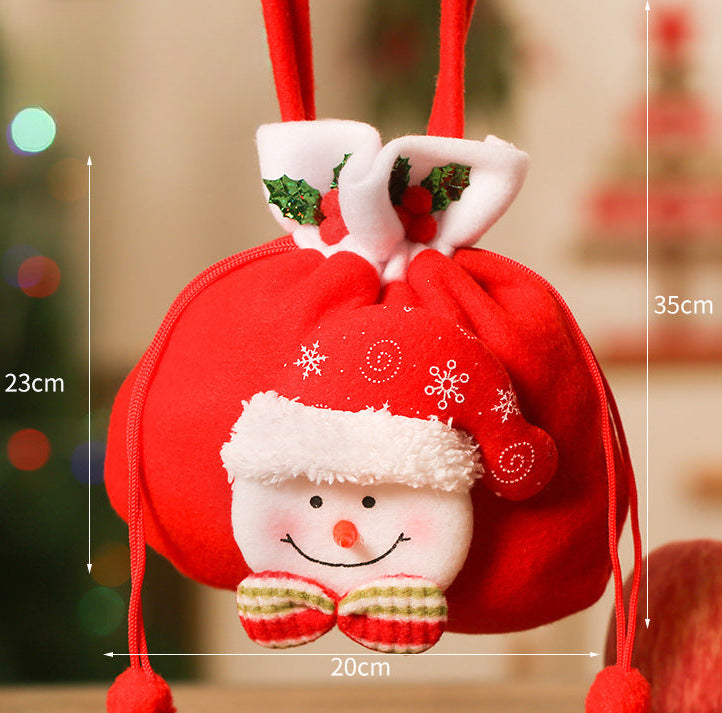 Christmas Decorations Christmas Backpack Cloth Bag Flannelette Gift Bag Old Man Snowman Gift Christmas Candy Bag