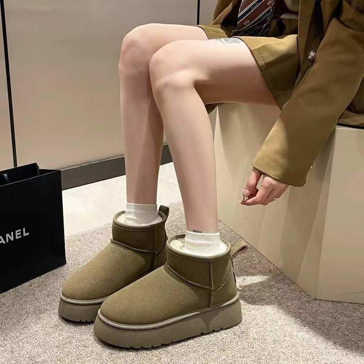 New Snow Boots Parent-child Thick Soles Plus Velvet Outside The Tube To Wear Warm Cotton Shoes