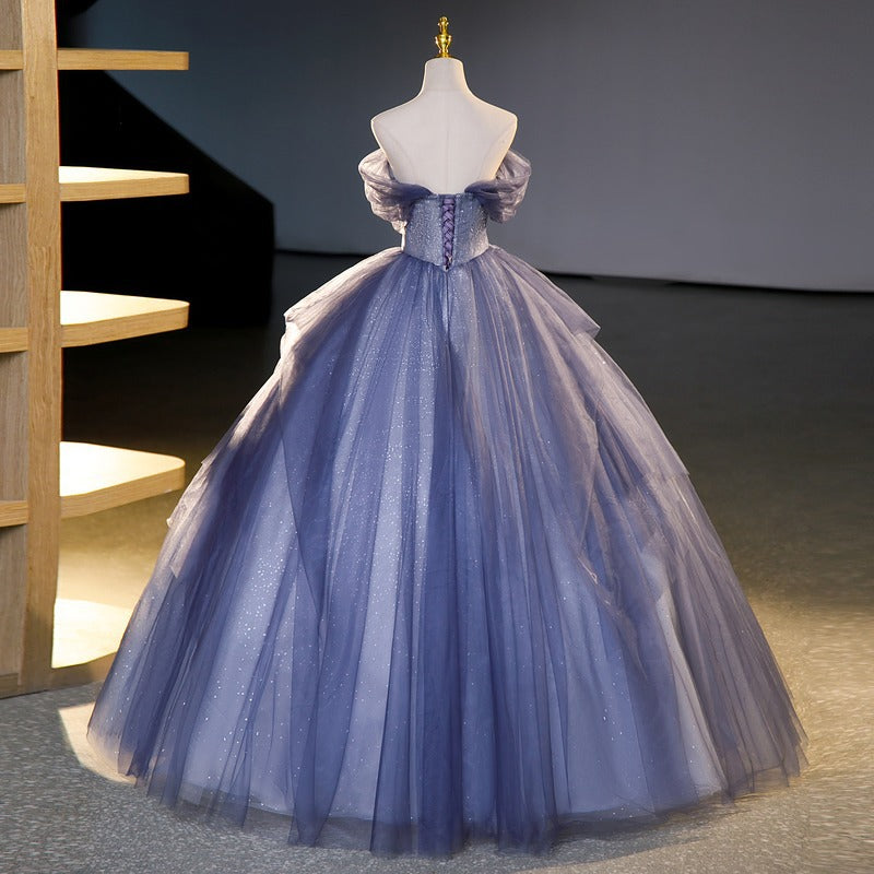 Evening Dress A Shoulder Autumn New Vocal Stage Solo Pommel Skirt Report Performance Dress Woman