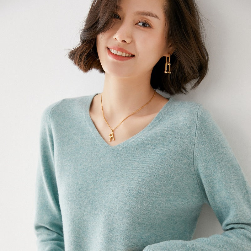 100% Pure Woolen Sweater Women Pile Collar In Autumn And Winter With Cashmere Sweater Western-Style Turtleneck Top Knitted Base