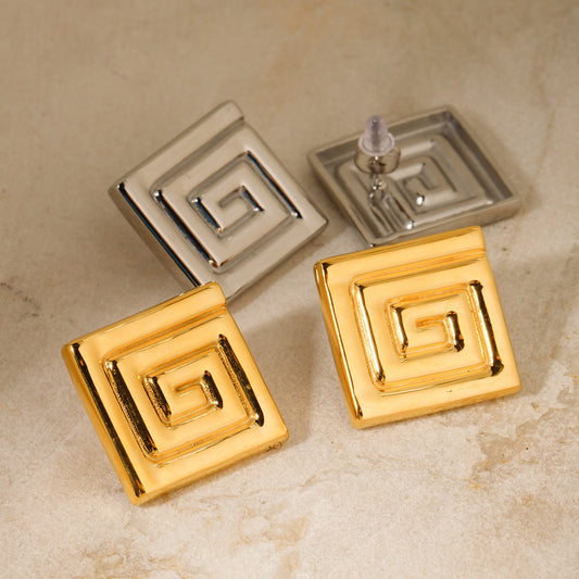 5pcs Titanium Steel 18K Gold Stainless Steel Corrugated Small Earrings Earrings Stud New Stylish Design Earrings