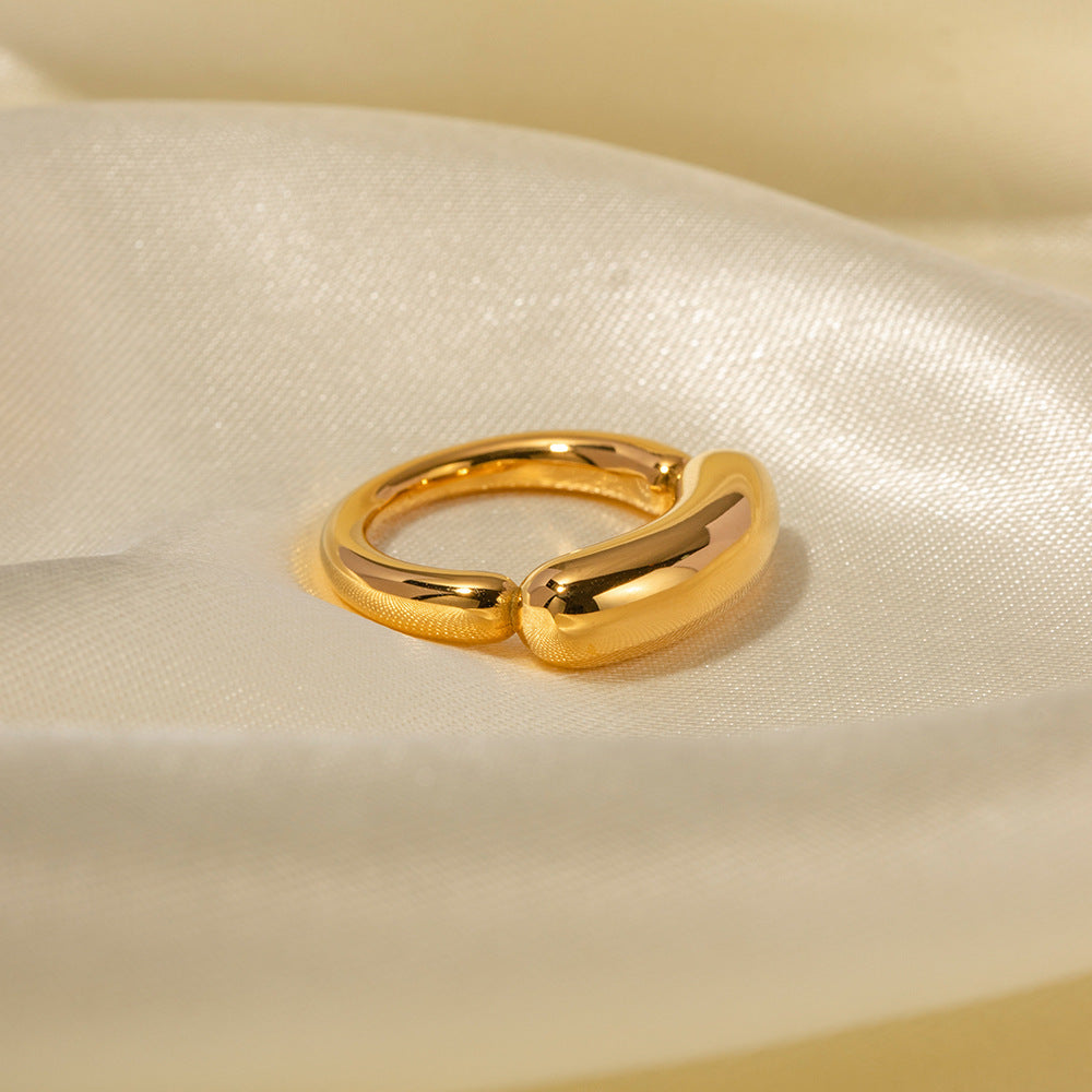 5pcs Style Solid Color 18K Gold Plated Stainless Steel Ring With All Trends Do Not Fade Niche Jewelry Ring