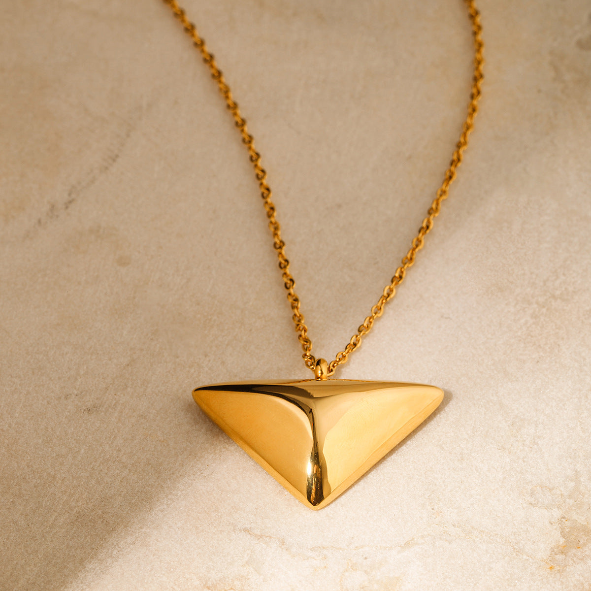 5pcs 18K Gold Stainless Steel Triangle Pendant Necklace Jewelry Simple Design Jewelry
