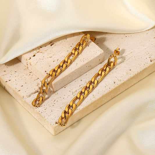 5pcs Gold Ear Chain Earrings Niche High-Grade Sense Does Not Fade Titanium Steel Gold-Plated Ear Chain Earrings Yiwu