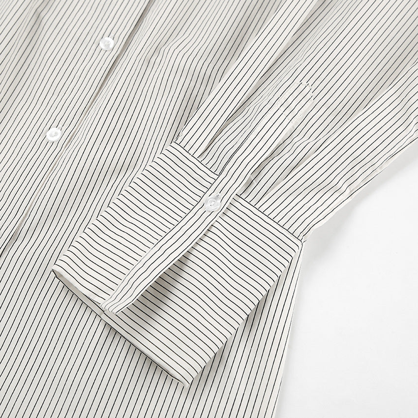 Fall New Striped Shirt Dress Long-Sleeved Shirt Dress With Puffed Sleeves Small Temperament Commuter Woman