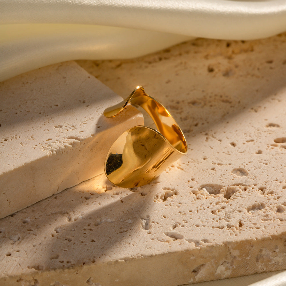 5pcs Geometric Simple 18K Gold Stainless Steel Open Ring Does Not Fade Niche Design All-Match Ring