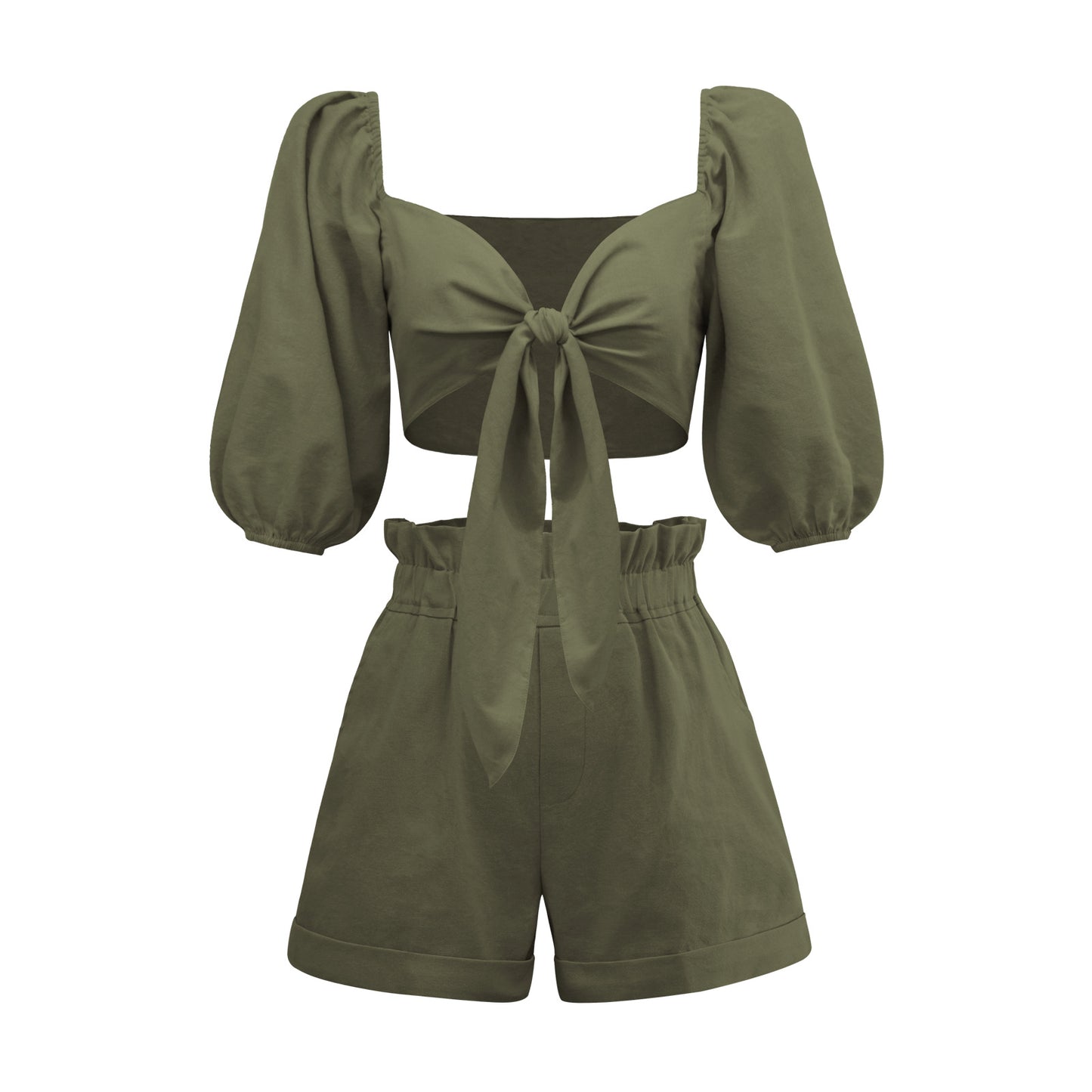 New Sexy Two-Piece Women's High-Waisted Shorts Cardigan Spice Girl Top Fashion Casual Suit