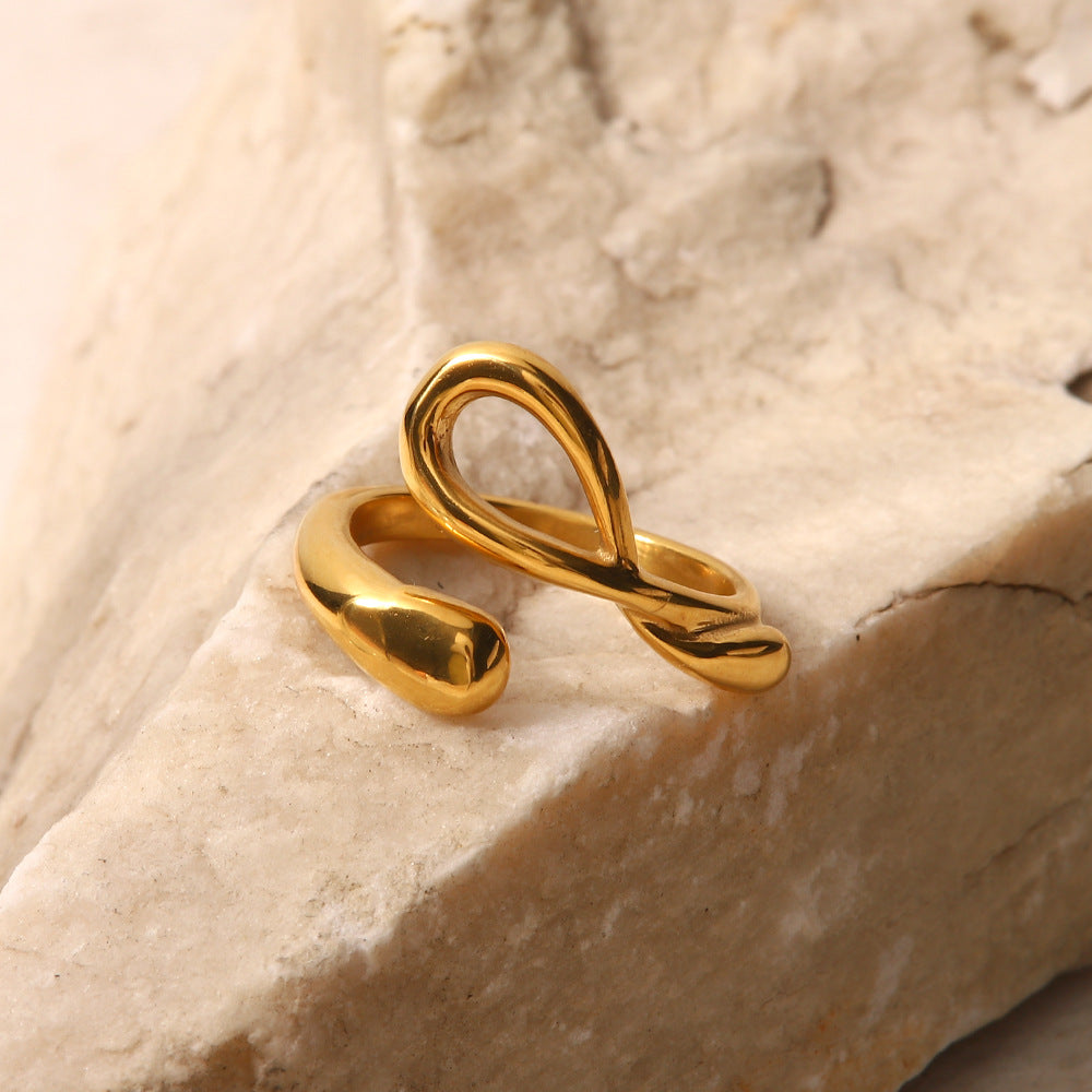 5pcs Niche Minimalist Cross Geometric Opening Ring Women's New Fashion Light Luxury Ring