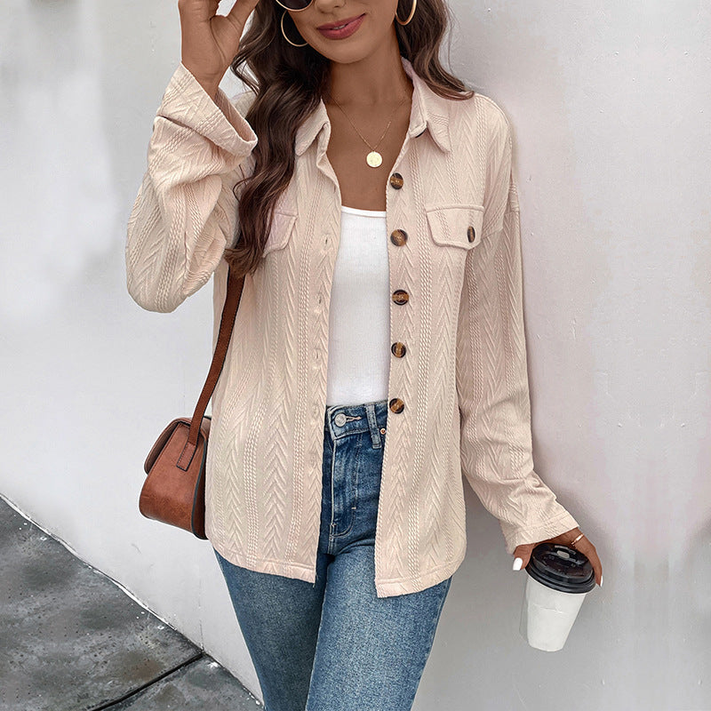 New Women's Clothing Solid Color Shirt Autumn Leisure Cardigan Coat