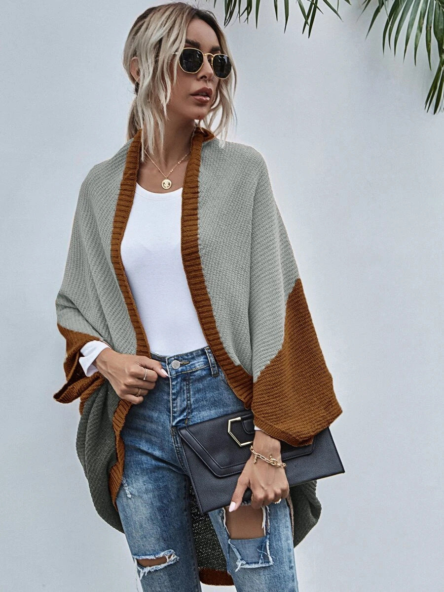 Color Cape Autumn And Winter New Color Knitting Cardigan Sweater Coat
