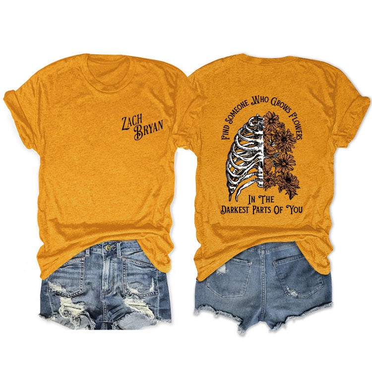Fashion Casual Find Someone Who Grows Fun Crew Neck Summer Short Sleeves